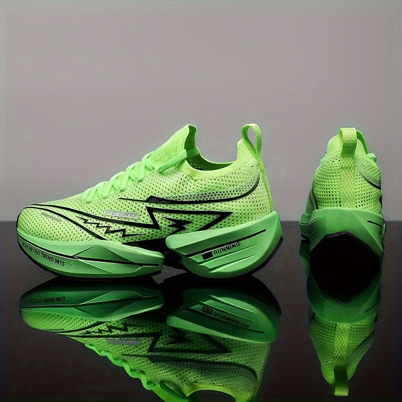 Men's All-Season Breathable Fabric Sneakers with Geometric Letter Print for Casual Running and Skateboarding