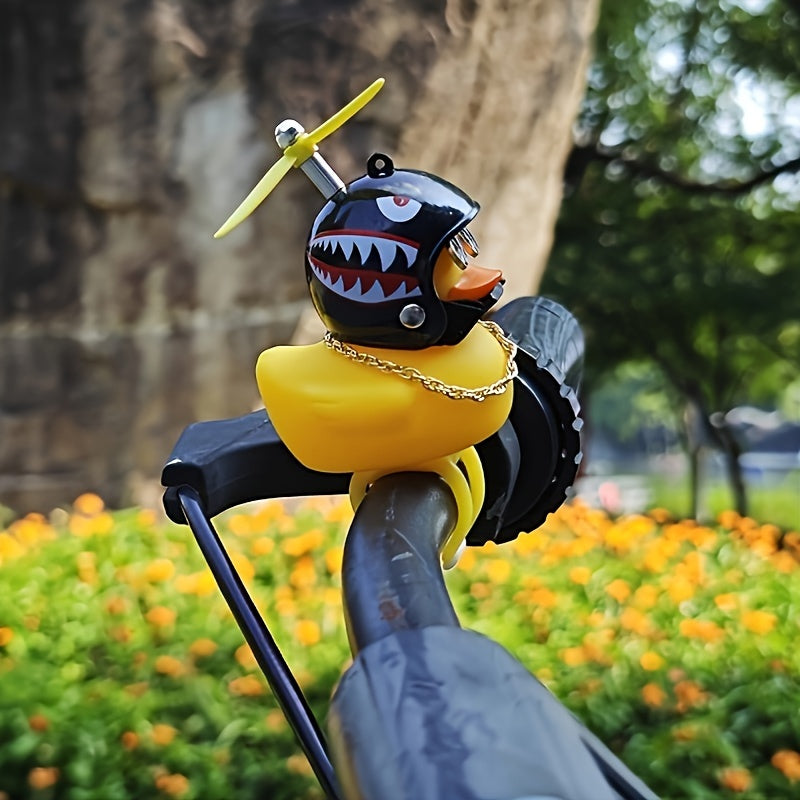 Kids Bicycle Handlebar Accessories Rubber Duck Helmet Propeller Glasses