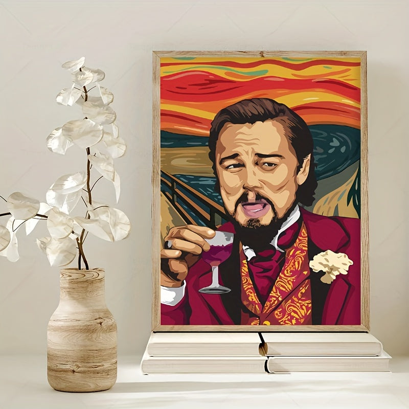 Canvas Wall Art Featuring Modern Scream Inspired Portrait of Leonardo DiCaprio