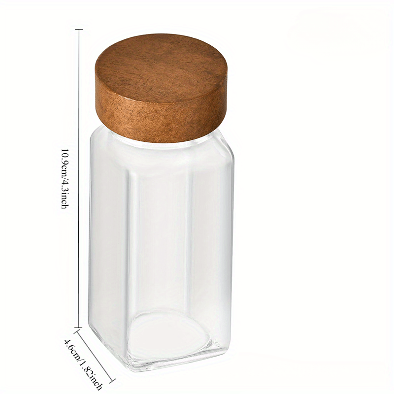 12-Pack Square Spice Jars Set with Glass Containers and Acacia Wood Shakers