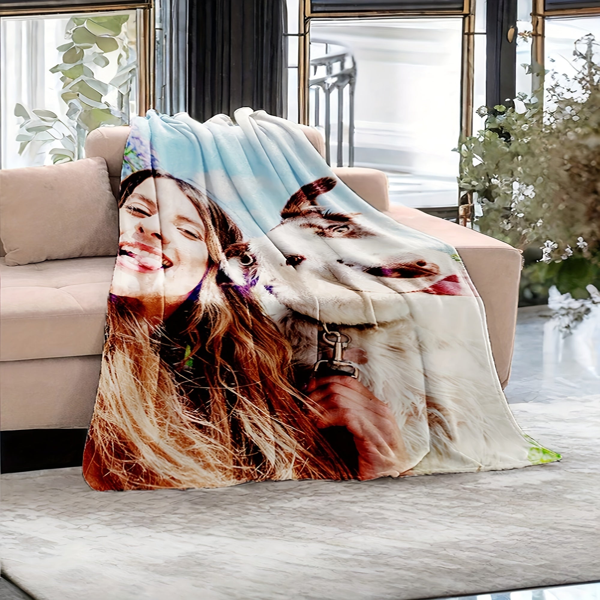Custom 3D Digital Print Flannel Blanket Hypoallergenic Soft Tear-Resistant Lightweight Gift for Bed Sofa Camping