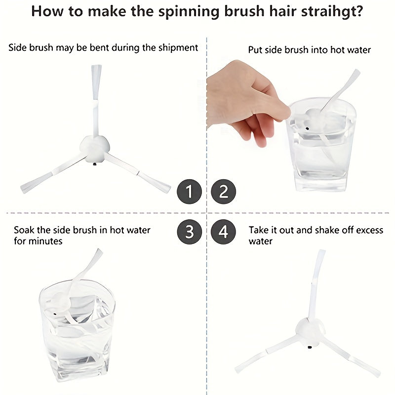 Set of 10 Side Brushes for Robot Vacuums, Long-Lasting Plastic, Effective Floor Cleaning