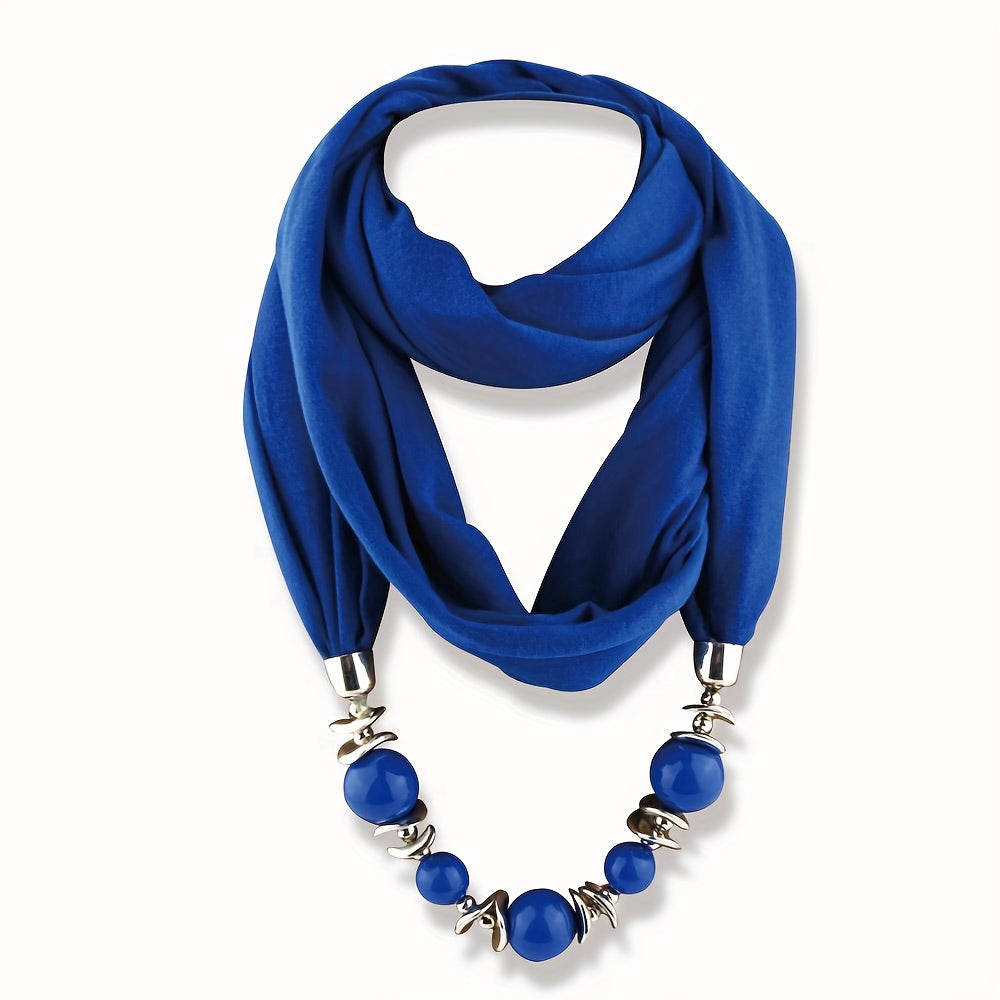 Beaded Resin Necklace Scarf for Women in 9 Colors Boho Style Lightweight