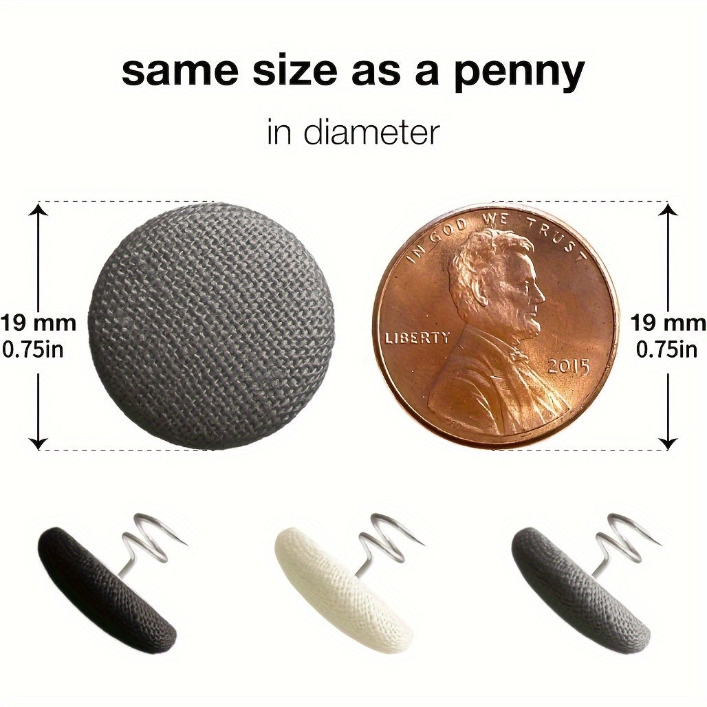 Pack of 20 Linen Covered Button Twist Pins for Upholstery and Home Decor