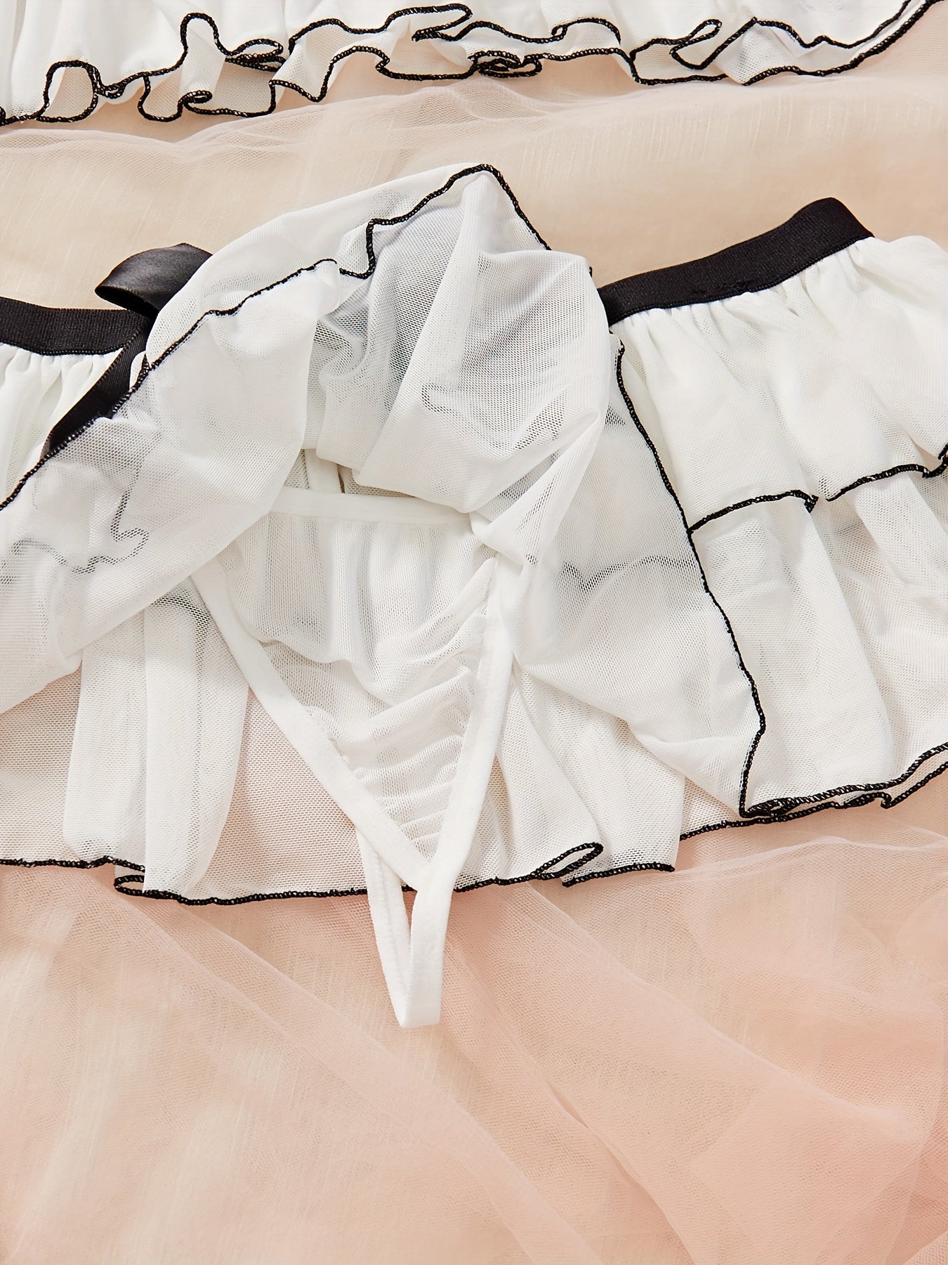 Sheer Lace Bowknot Lingerie Set for Women