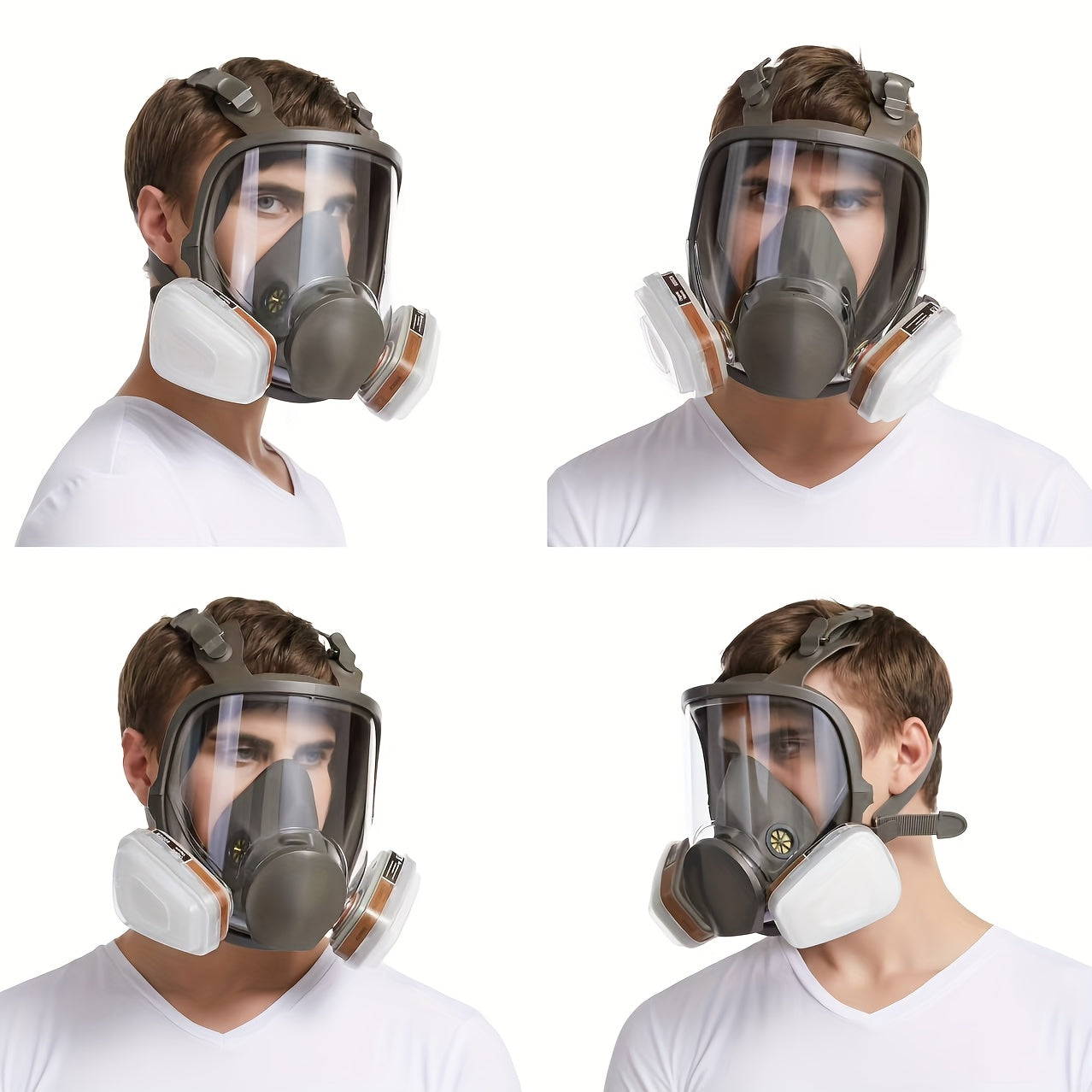 27-in-1 Full Face Respirator Mask Reusable Silicone Plastic Chemical Safety