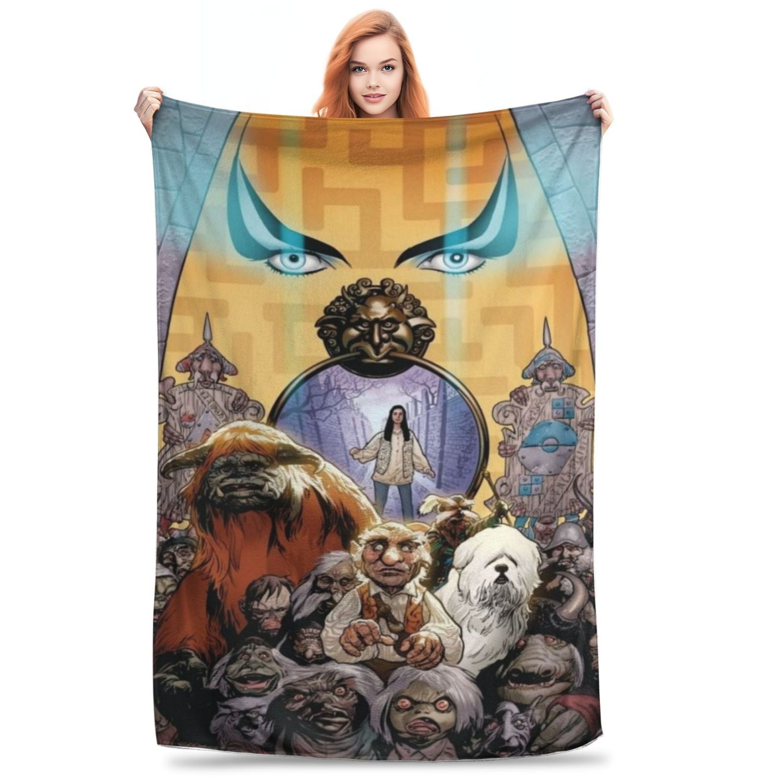 Labyrinth Flannel Throw Blanket Soft Plush Digital Print All-Season 250-300gsm