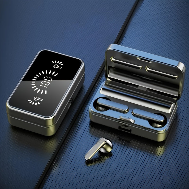 TWS Беспроводные наушники-вкладыши с сенсорным управлением, LED-дисплеем и открытым дизайном. Совместимы с мобильными телефонами для игр и взрослых. Зарядка через USB Type-C, конденсаторный микрофон и управление мультимедиа.