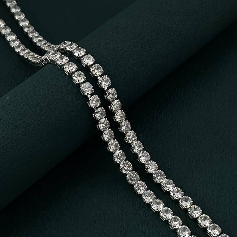 Sterling Silver Tennis Necklace for Women 4mm Zirconia Pave Elegant Jewelry