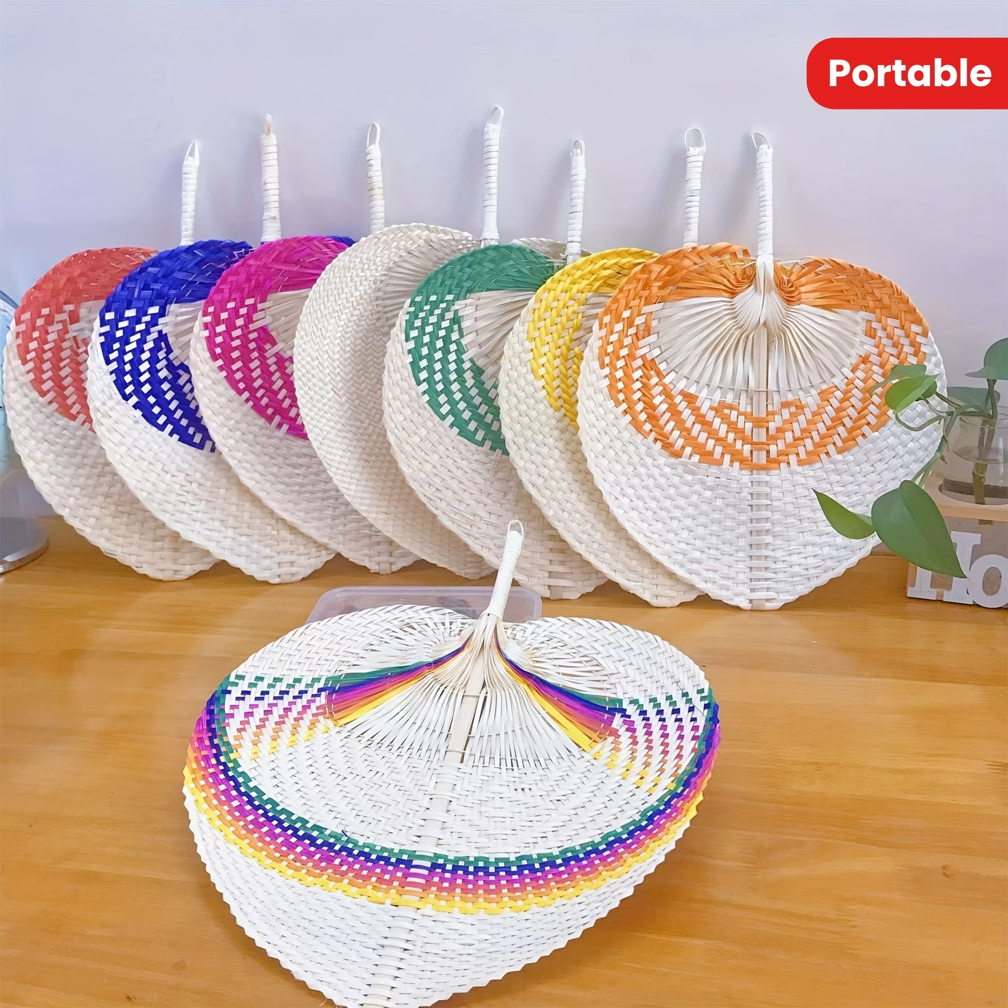 Handcrafted Bamboo Fan with Vibrant Colors Portable Summer Home Decor