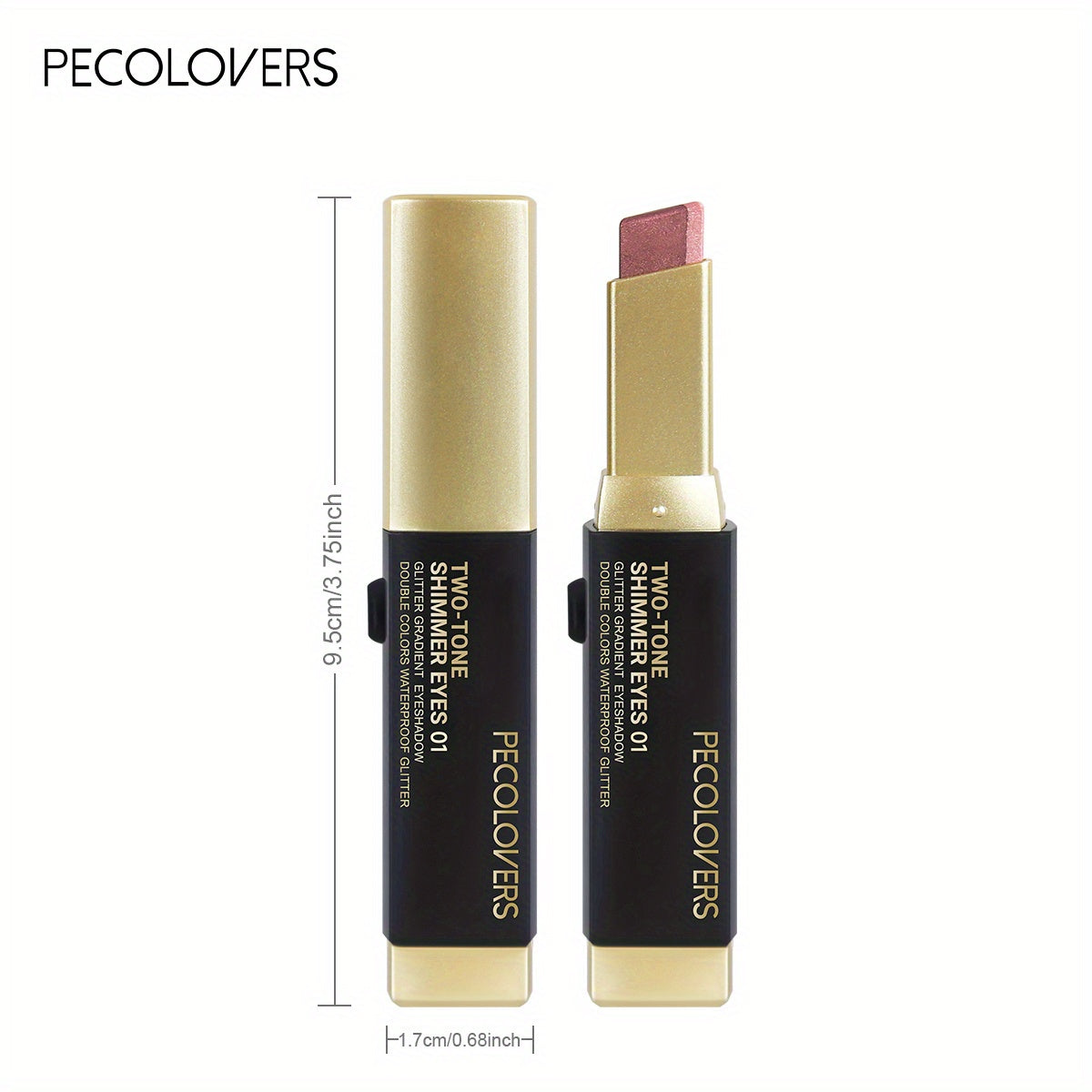 Barra de sombras de ojos de doble tono con perlas para mujer, a prueba de agua y de larga duración