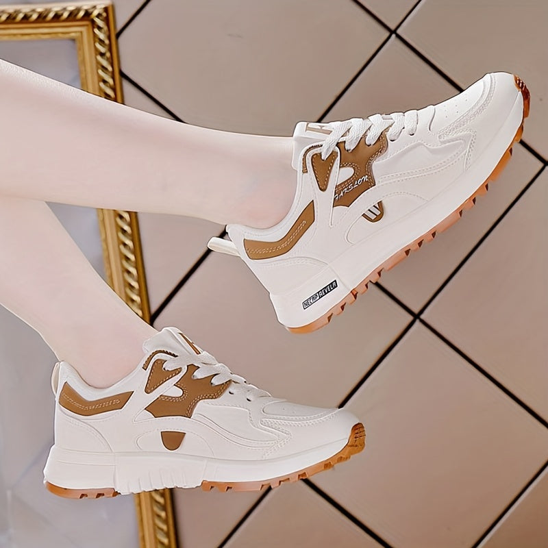 Women's Lightweight Lace-Up Sneakers with Non-Slip Rubber Sole Breathable Fabric Casual All-Season
