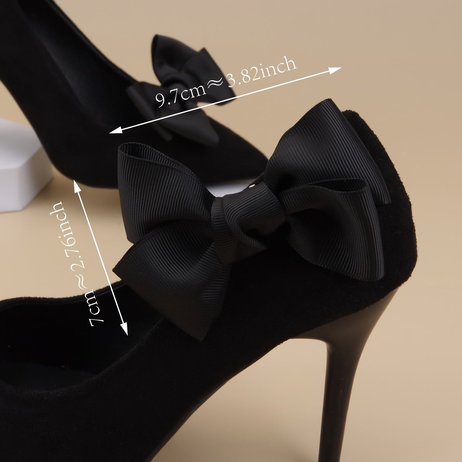 2Pcs Black Bow Shoe Clips Elastic Folding Buckle Polyester Shoe Accessories
