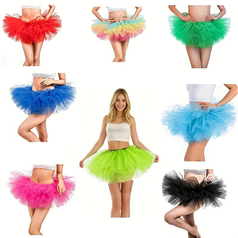 Bu Fluffy 80s Tutu yubkasi bilan partiyaga tayyorlaning! Ayollar va o'smirlar uchun mukammal bo'lgan, bu elastik bel yubkasi ultra-pufak ko'rinish uchun 5 qatlam tullega ega. Halloween, kostyum partiyalari va Rojdestvo kabi bayram tadbirlari uchun ideal.