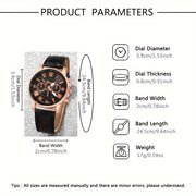 3 ta ayollar uchun quarts soatlari to'plami, sun'iy charm bilan ta'minlangan, doira shaklidagi qobiq, sovg'a