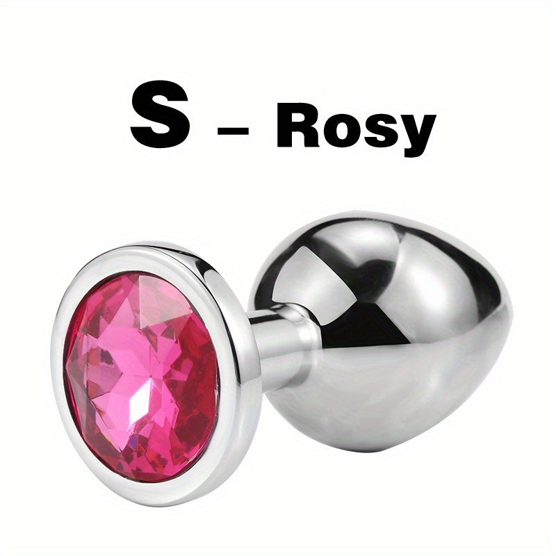 Adult Metal Anal Plug Butt Plug with Gem Base, Couples Sex Toy