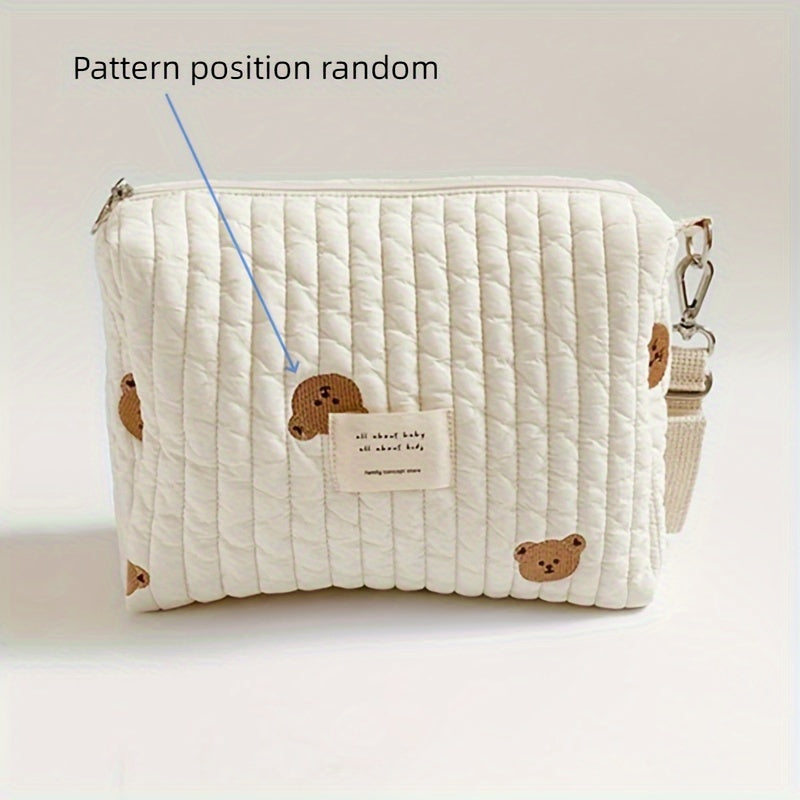 Embroidered Diaper Bag with Zipper Organizer Multi-Functional Wet Dry Bag for Stroller