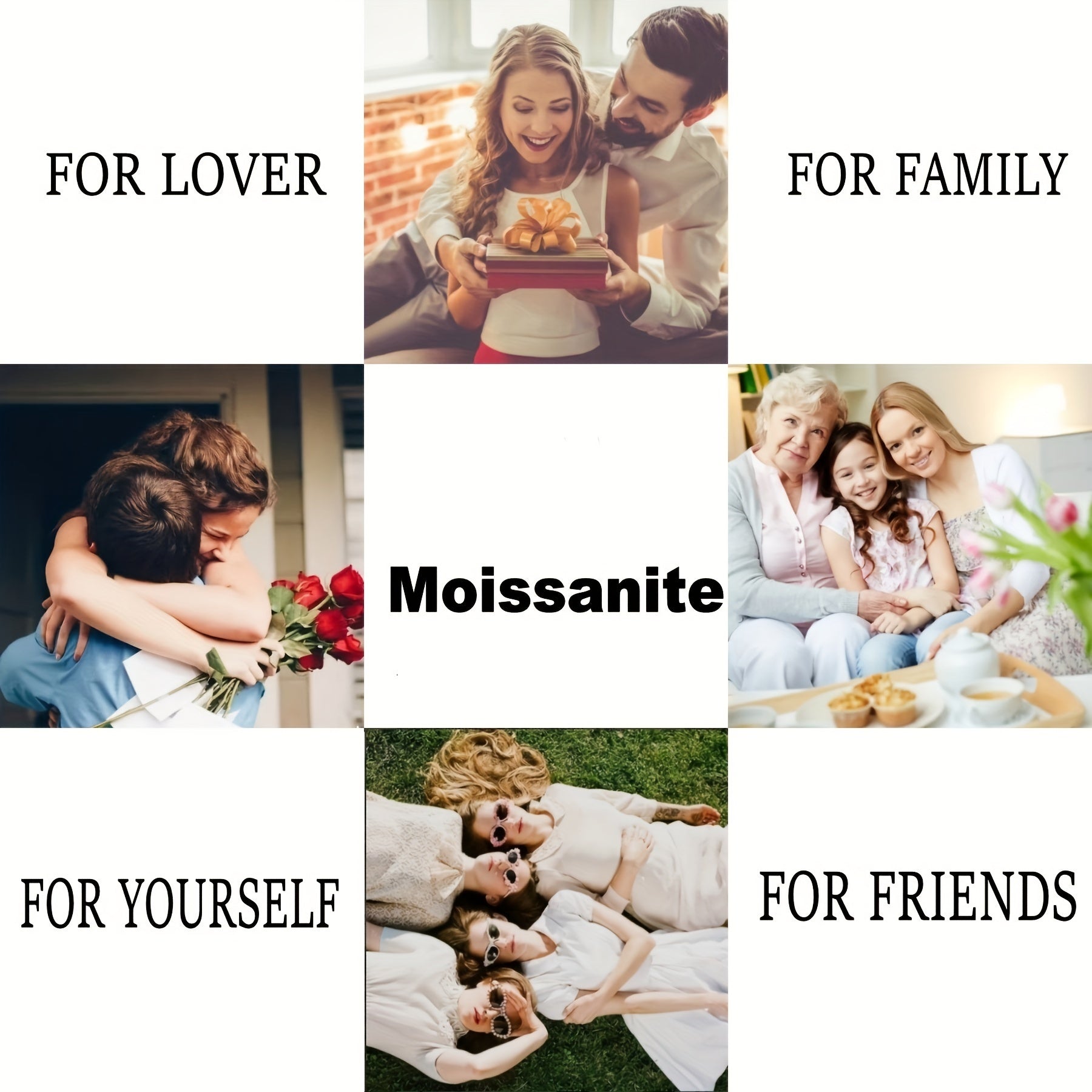 Sterling Silver 2 Carat Moissanite Ring Dual Color Engagement Wedding Jewelry