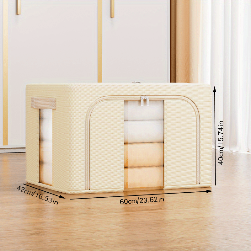 Oxford Fabric Storage Box with Visible Windows Zipper Large Capacity for Clothes and Blankets