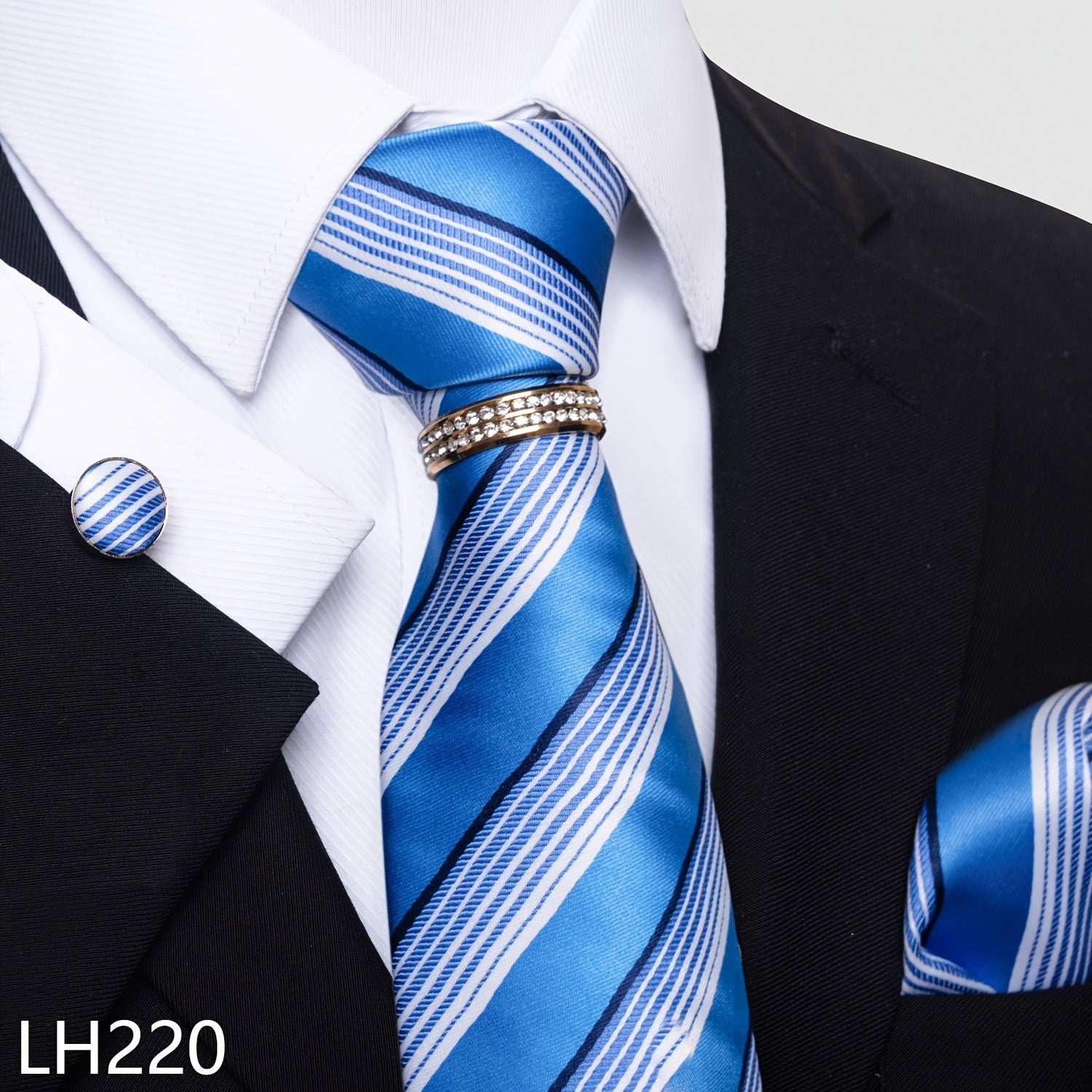 Erkaklar uchun rasmiy ish va to'y kiyimlari to'plami, chiziqli gul naqshli galstuk, cho'ntak sharlari, manşetli kalitlar va uzuk bilan