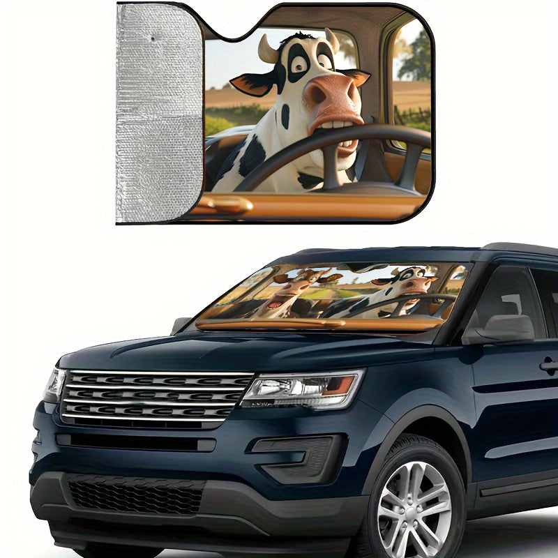 Kulgu bilan sigir avtomobil quyosh nuri himoyachisi shisha oynasi himoyachisi Polyester tolasi 1ta ichki aksessuarlar