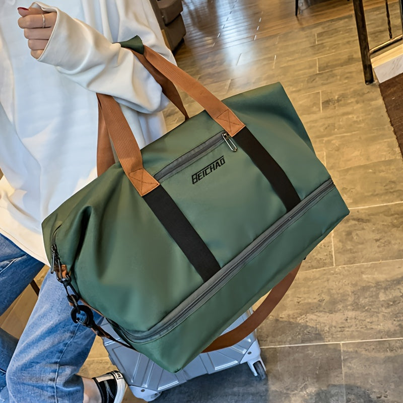 Large Capacity Polyester Travel Tote Bag with Wet Dry Separation for Gym and Travel in Multiple Colors