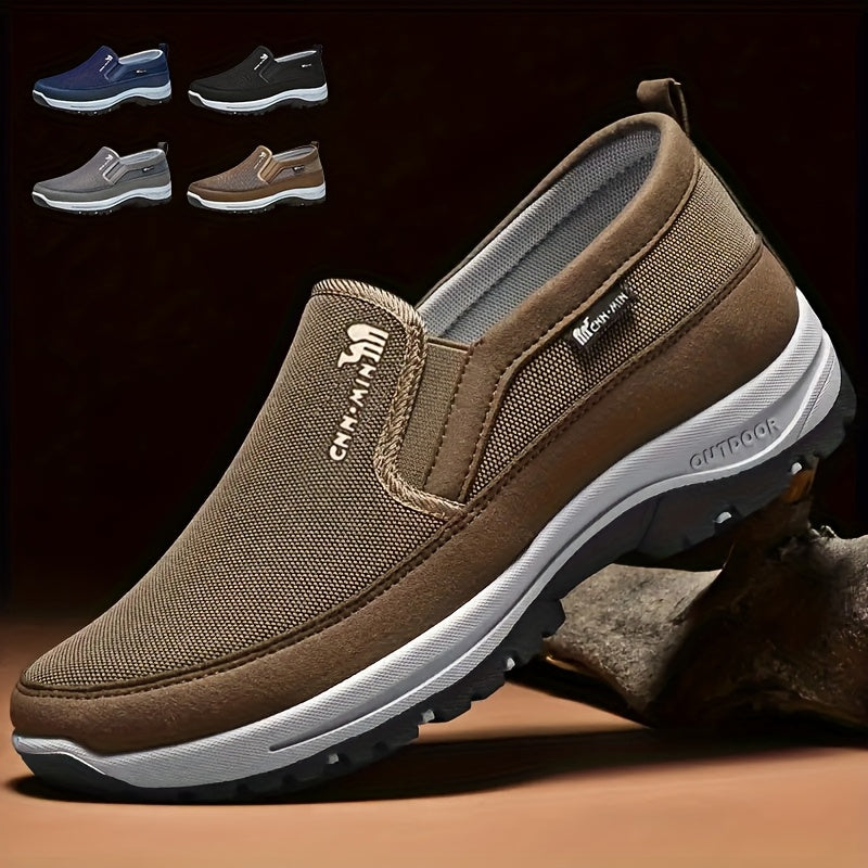 Men's Slip-On Casual Walking Shoes Breathable Fabric Durable Non Slip All-Season
