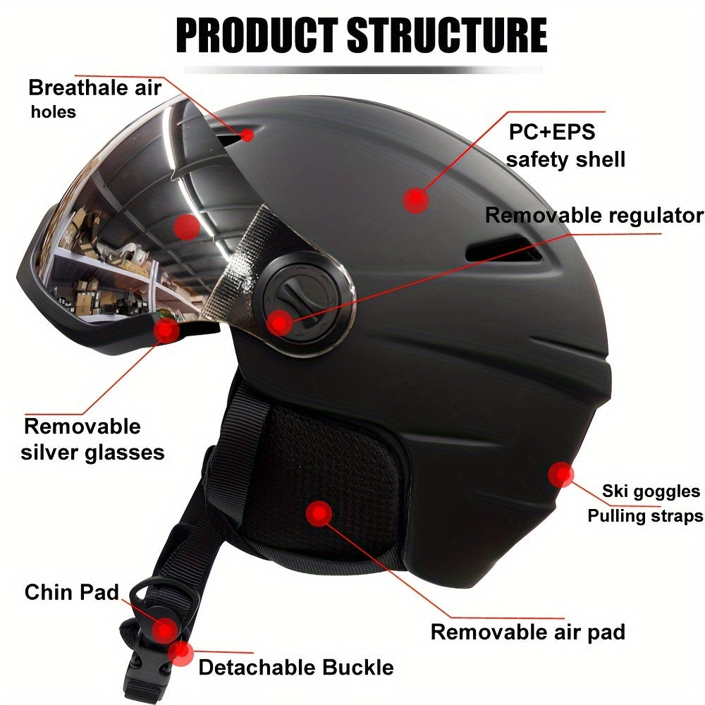 Ski Helmet with Goggles Breathable Lightweight Winter Sports Universal Fit
