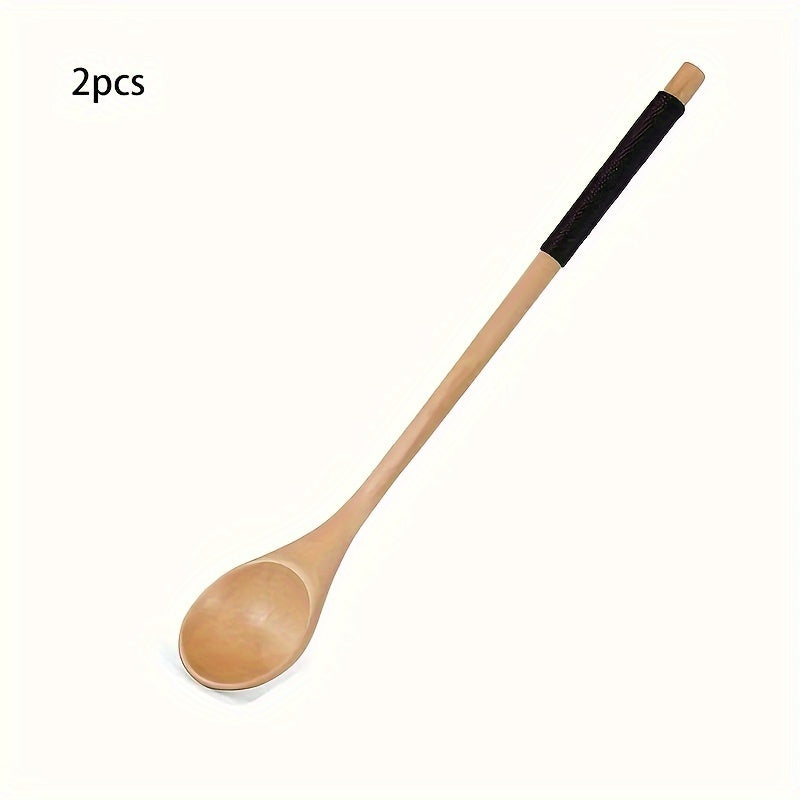Japanese-Style Honey Stirring Spoon with Twisted Round Wooden Handle