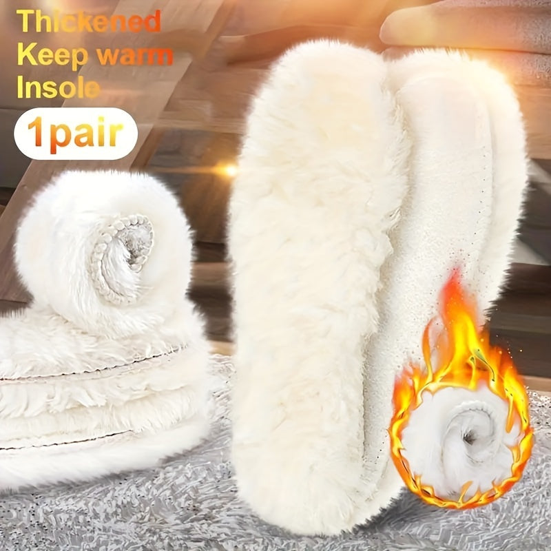 Unisex Velour Fleece Insoles Winter Warmth Thickened Shoe Inserts