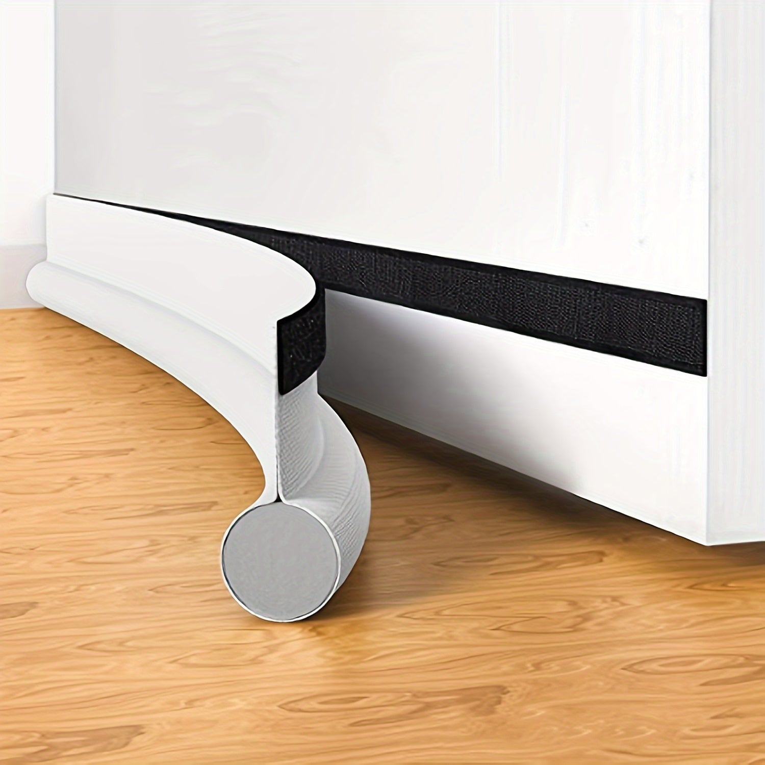 Faux Leather Door Draft Stopper with Adhesive Strip Seals Bottom of Doors