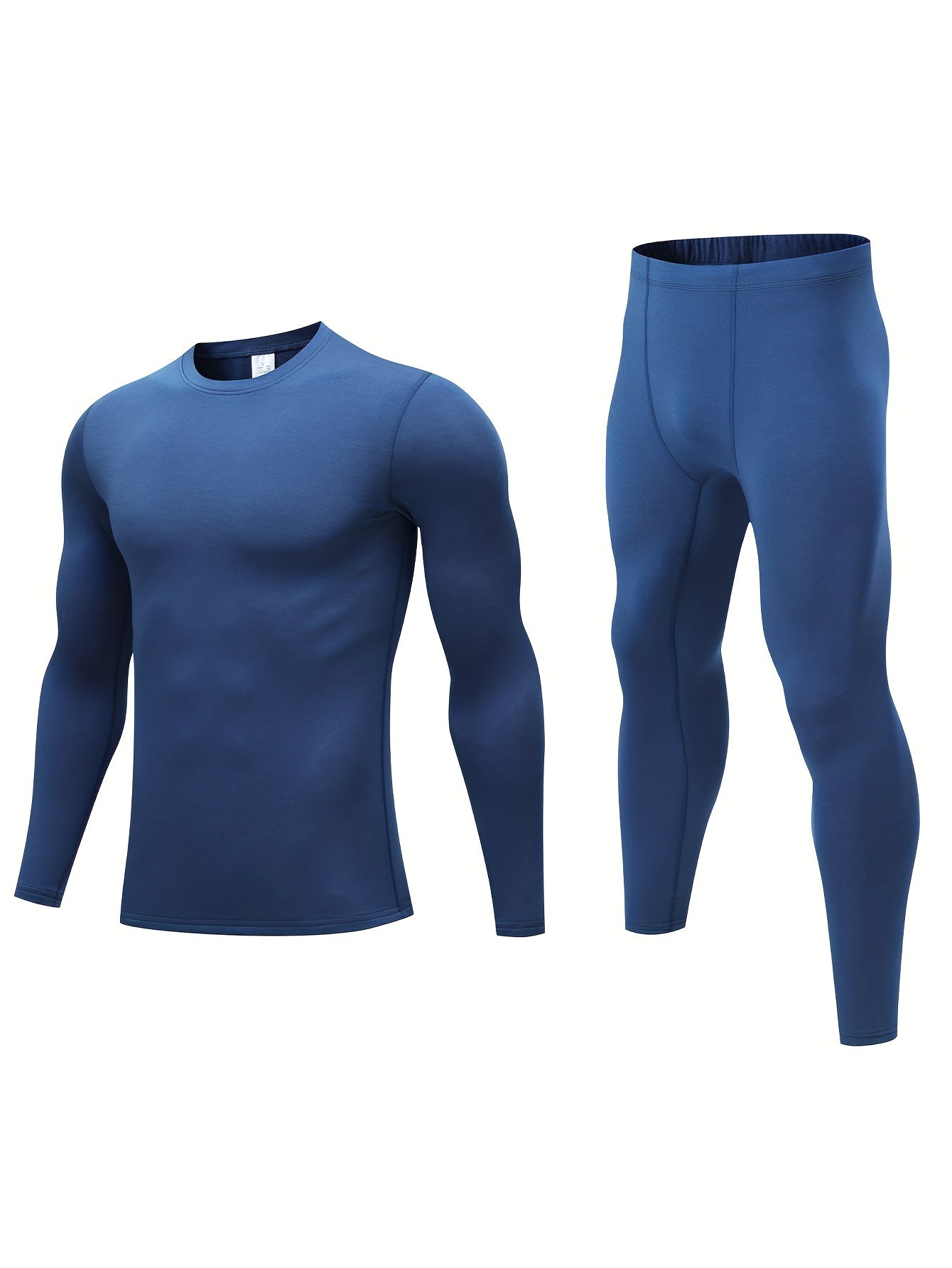 Qishki faoliyatlar uchun erkaklar uchun ko'k termal flis to'plami, mustahkam va iliq, cho'ziluvchan mato, mashinada yuvish mumkin.