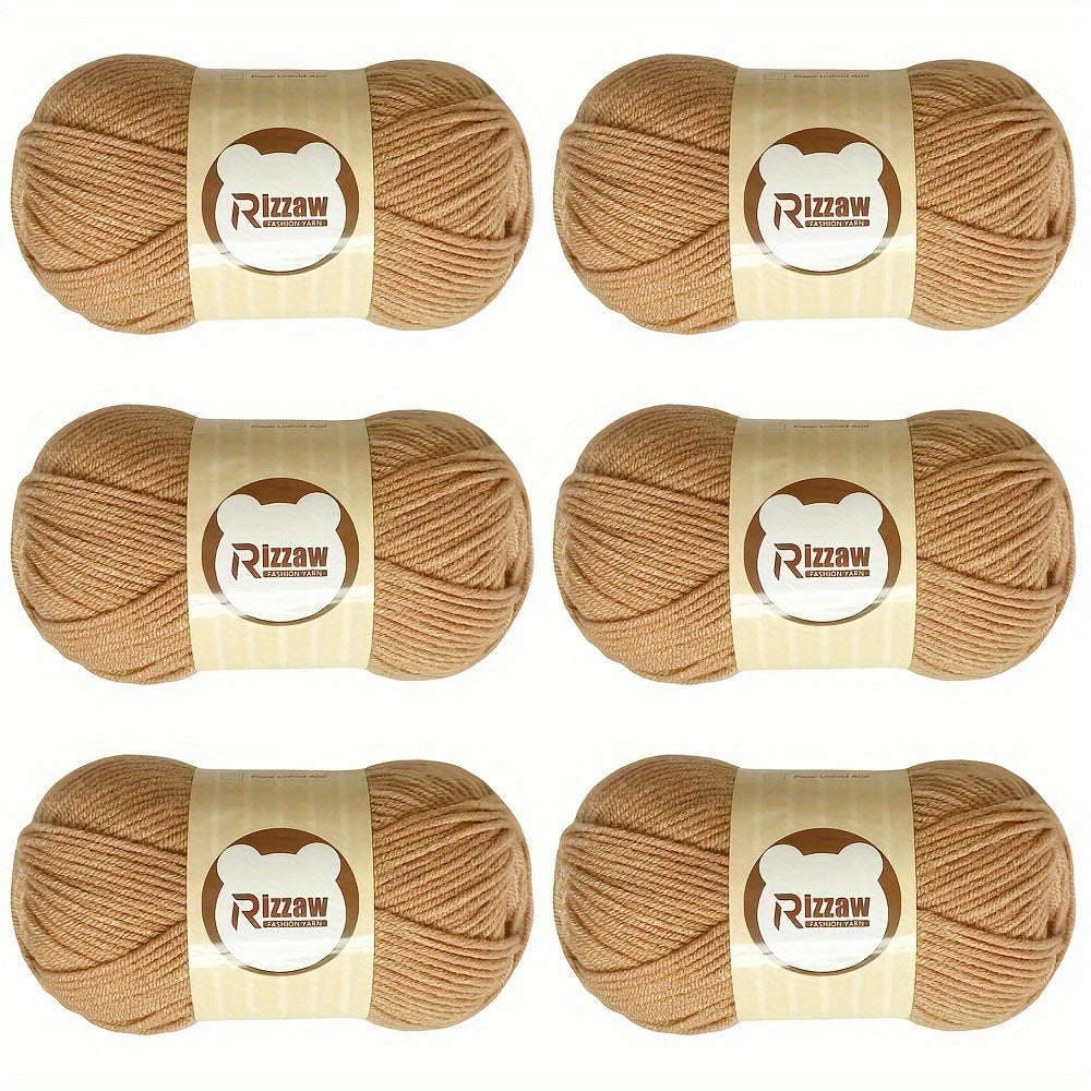 6 Pieces of 50g Soft Acrylic Yarn for Crocheting and Knitting, Assorted Colors