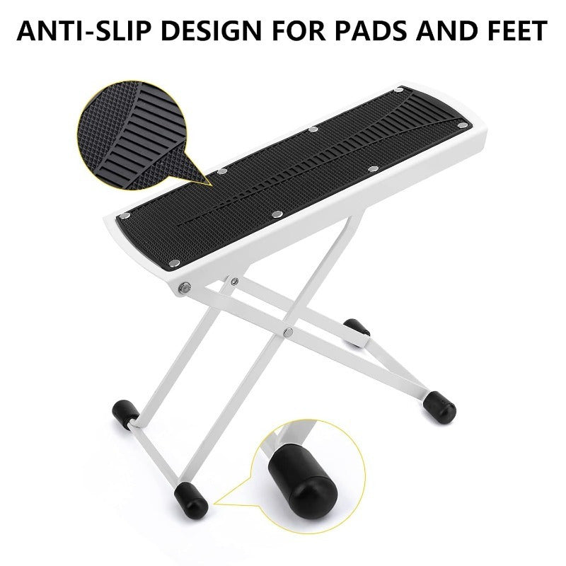 Adjustable Pedicure Foot Rest Black Textured Surface Sturdy Manicure Stool