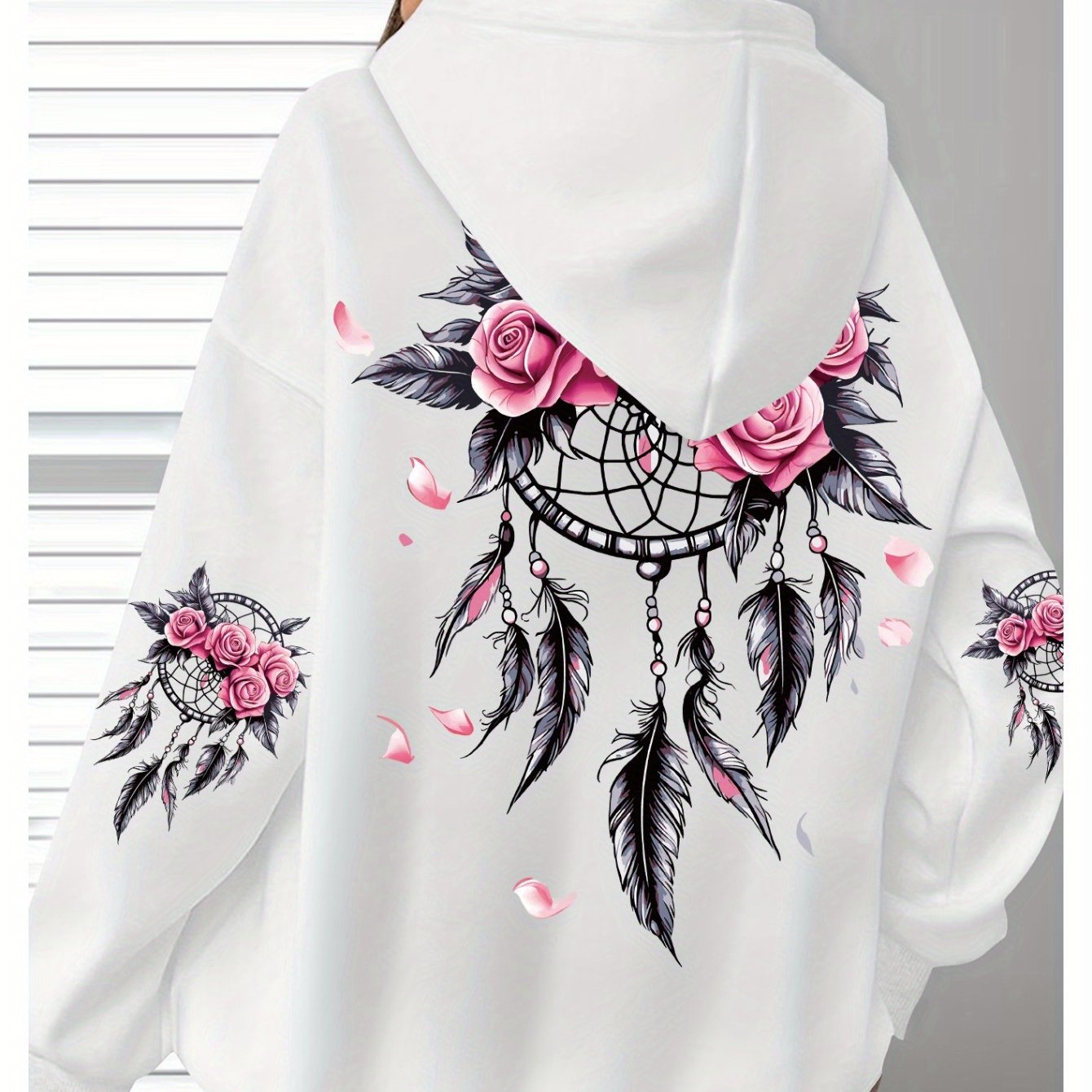 Women's Oversized Hoodie with Floral Turtle Graphic Long Sleeve Sweatshirt in Pink