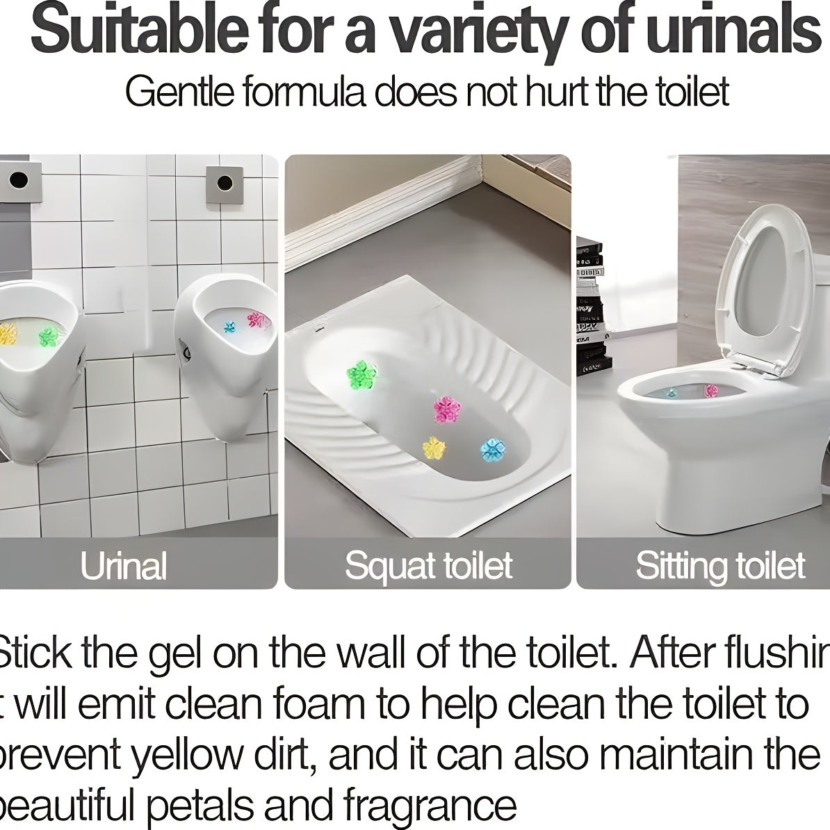 Toilet Cleaner Kit with Sticks Flowers Brush Deodorizer All-in-One Cleaning