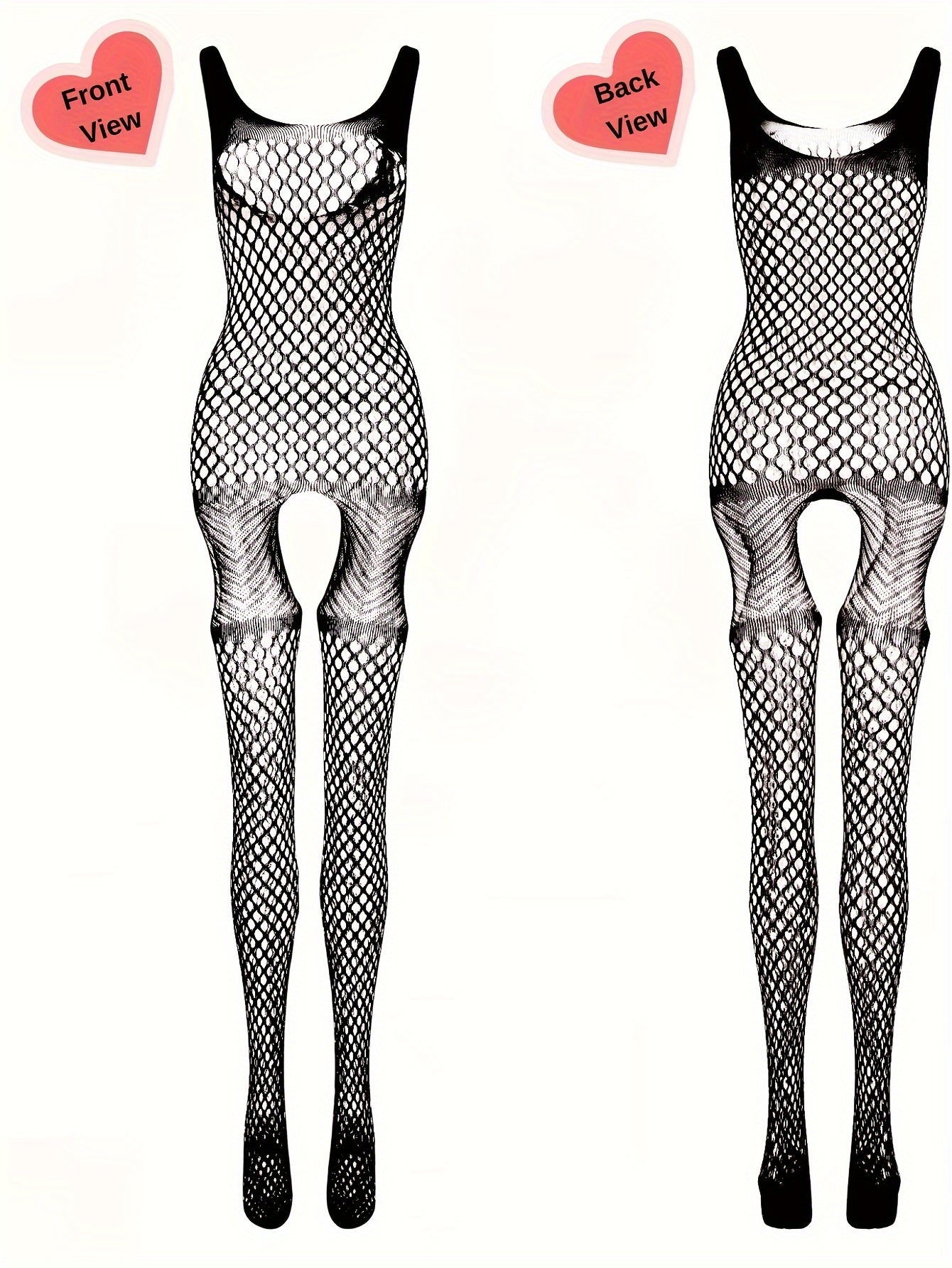 Women's Plus Size Sheer Fishnet Bodystocking with Open Crotch and Jacquard Details