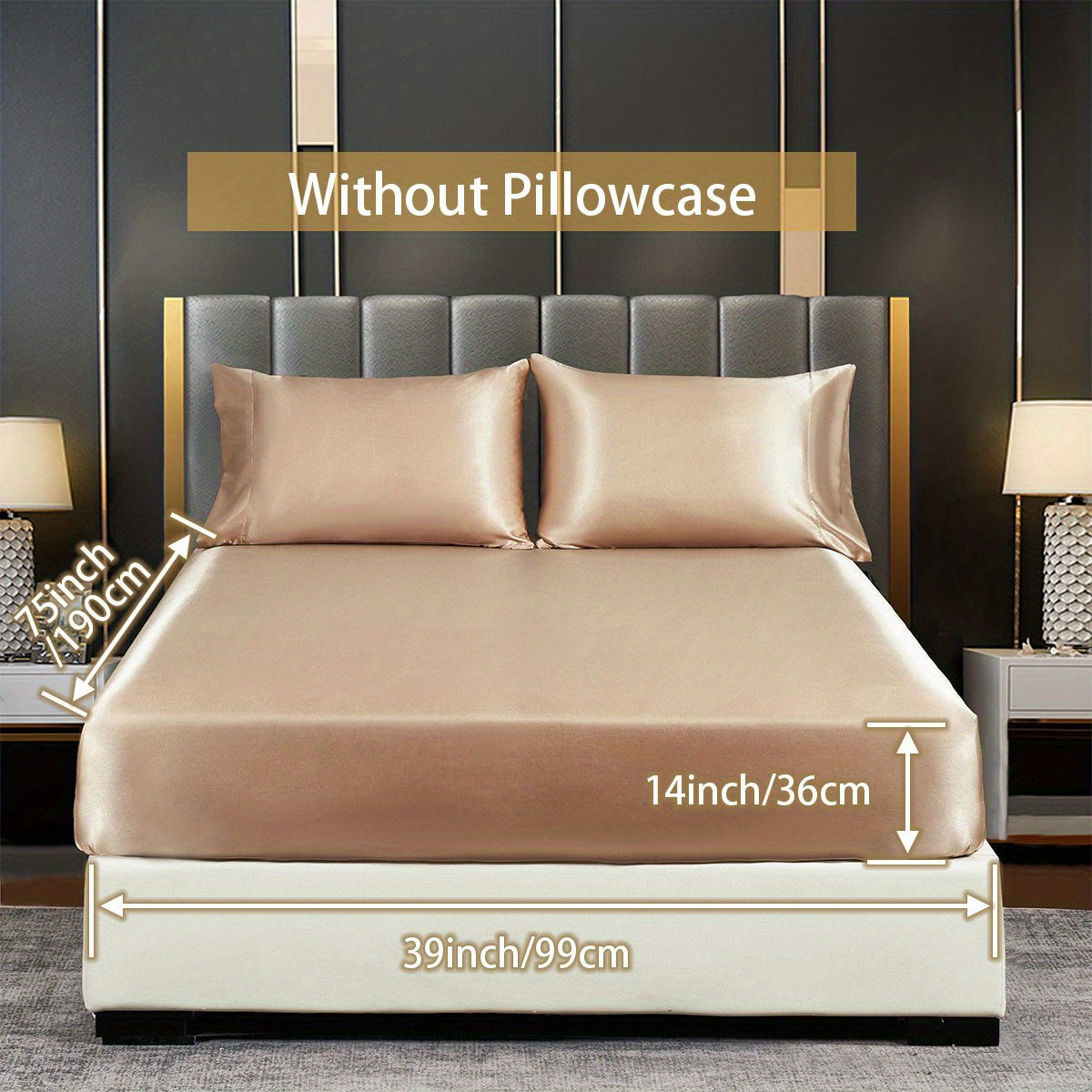 Satin Solid Color Fitted Sheet Luxuriously Soft Bedding for Bedroom and Guest Room