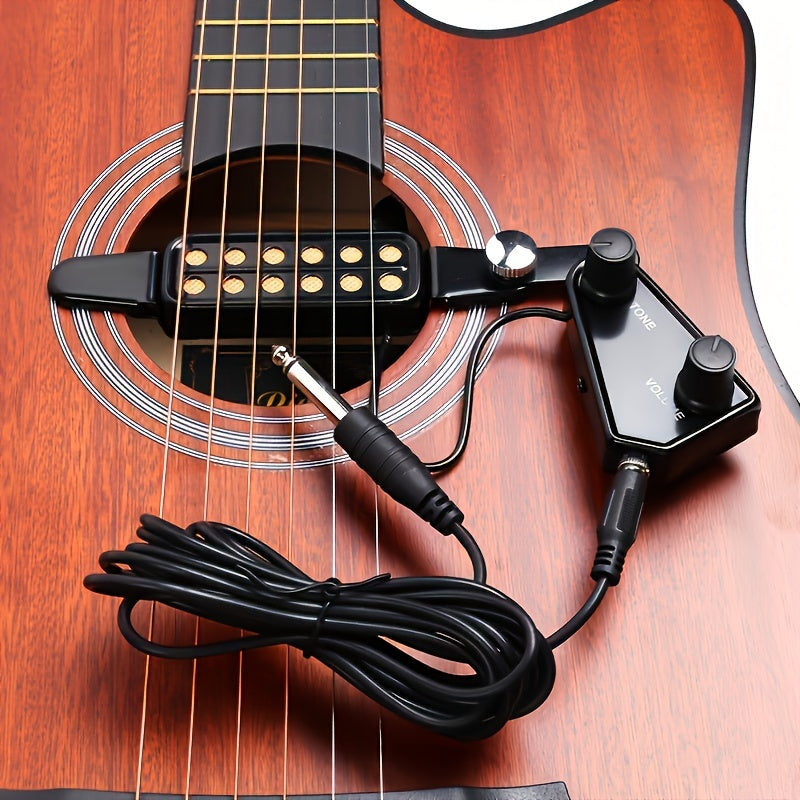 12-Hole Magnetic Acoustic Guitar Pickup with Adjustable Volume and Tone Control