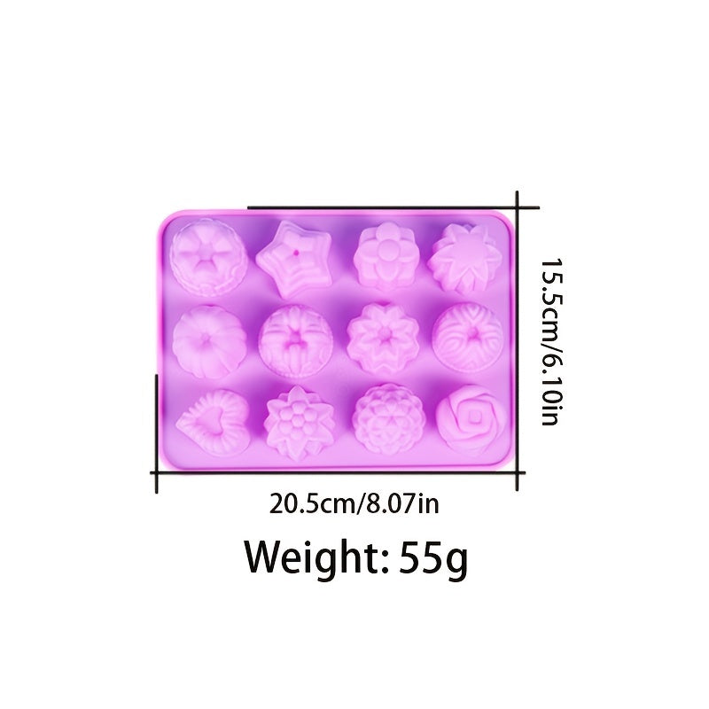 Silicone Baking Mold 12 Cavities Rose Pink for Jelly and Candy Making