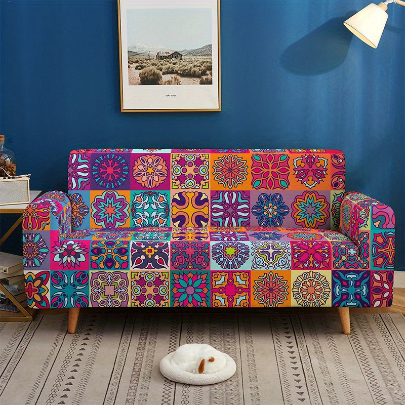 Bohemian Milk Printed Sofa Slipcover for Living Room Bedroom Office Non-Slip