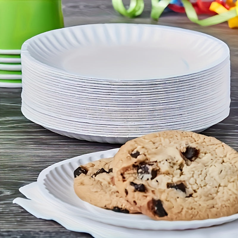 белые одноразовые бумажные тарелки 15,24 см, упаковка 50 для вечеринок, барбекю и мероприятий