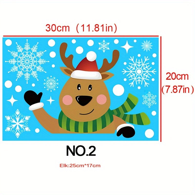 Christmas Window Clings Set with Snowflake and Santa Designs for Holiday Decor