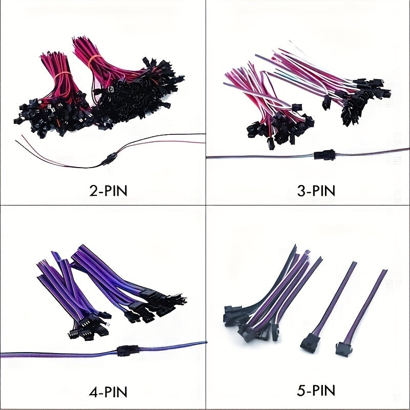5 Sets of 15cm JST SM Male to Female LED Strip Light Connectors 2P 3P 4P 5P 6P