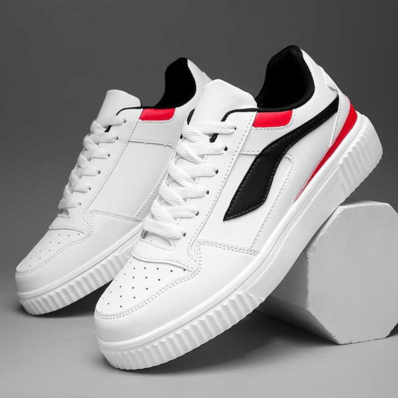 Универсальные белые кроссовки на шнуровке с дышащей сетчатой подкладкой, прочным верхом из ПУ и стелькой из ЭВА для всех сезонов.