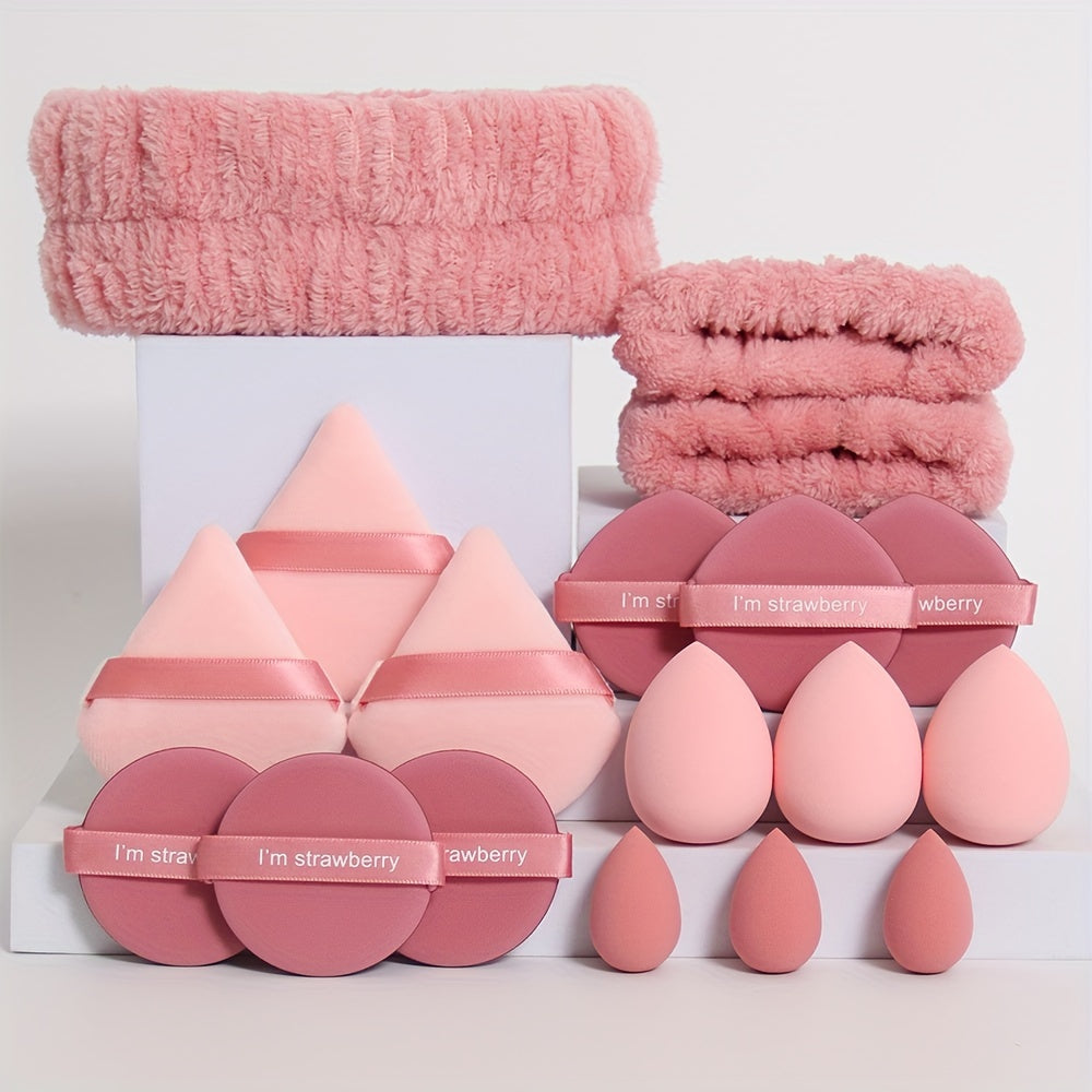 18-Piece Makeup Sponge and Brush Set with Puffs and Accessories for All Skin Types