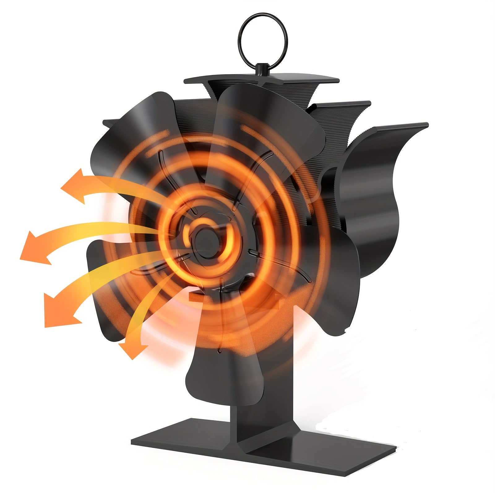 Алюминиевый вентилятор EcoSmart с подогревом, 5-лопастной вентилятор для дровяной печи с тумблерным управлением, переносной вентилятор для циркуляции воздуха для каминов и дровяных печей, полированная отделка, не требуется электричество - 1 шт.
