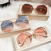 Haydash uchun katta o'lchamdagi gradient metall quyosh ko'zoynaklari, noaniq rimless dizayni bilan