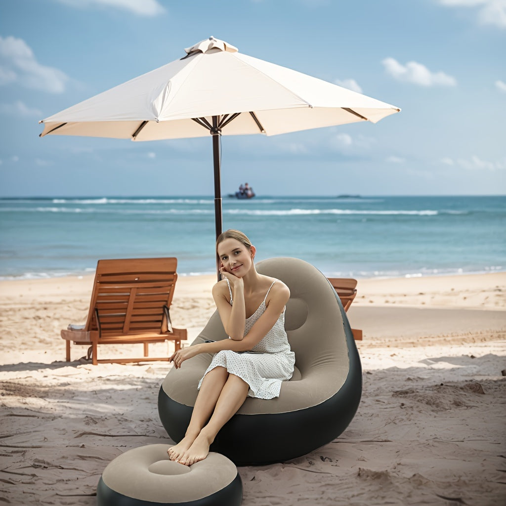 Sofá inflable con respaldo para uso en interiores, sillón perezoso ajustable con felpa