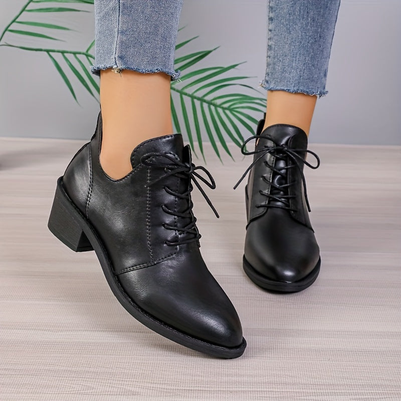 Women's Ankle Boots 2024 Solid Color Block Heel Casual Western with Hidden Height